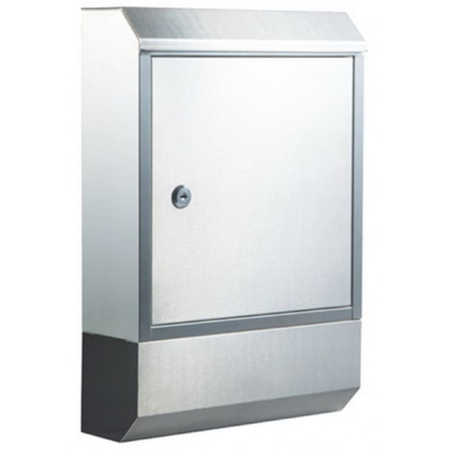 Briefkasten mit Zeitungsrolle, Edelstahl, Postkasten mit Zeitungsfach