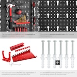 thumbnail of tectake Panneau perforé JONAH avec crochets et supports - Lot de 3 noir/rouge
