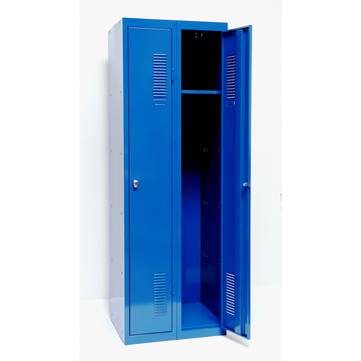 SPIND (Doppelspind 2 Abteil) 180x60 cm, 2 Böden, Vorhängeschloss, blau (Schließfachspind, Garderobenschrank Umkleidespind, Garderobenspind)