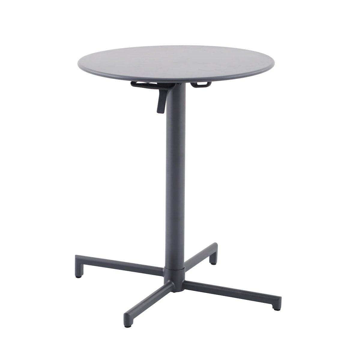 METRO PROFESSIONAL Table de bistrot Sofia, pliante, acier, impression effet bois, Ø 60 x 74 cm, ronde, gris foncé
