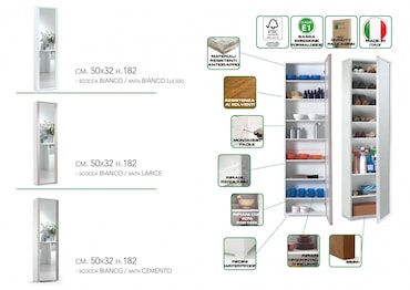 Dmora Scarpiera Alberton, Armadio Da Ingresso Bianco Lucido, Mobile Porta Scarpe Salvaspazio Con Ante E Ripiani, Made In Italy, 80x34x200 Cm - 6