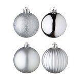 thumbnail of WellHome - Set mit 100 silbernen Weihnachtskugeln in PET-Röhren mit verschiedenen Designs und Oberflächen