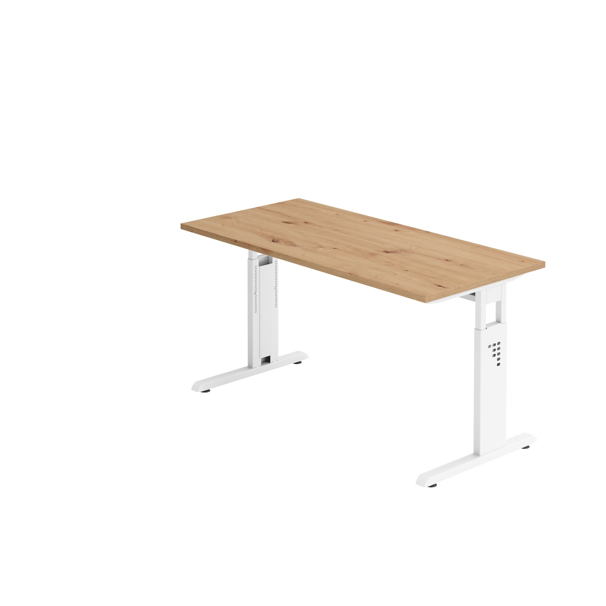 Hammerbacher-Schreibtisch C-Fuß 140x67cm Asteiche/Weiß-VOS614/R/W