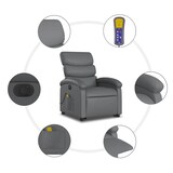 thumbnail of vidaXL Massagesessel mit Aufstehhilfe Elektrisch Grau Kunstleder