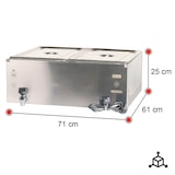 thumbnail of Romux® Baño María Eléctrico 2 Cubas GN 1/1 Sobremesa con Grifo de Vaciado y Regulador de Temperatura 30-110°C | Profesional Hostelería - 2000 W