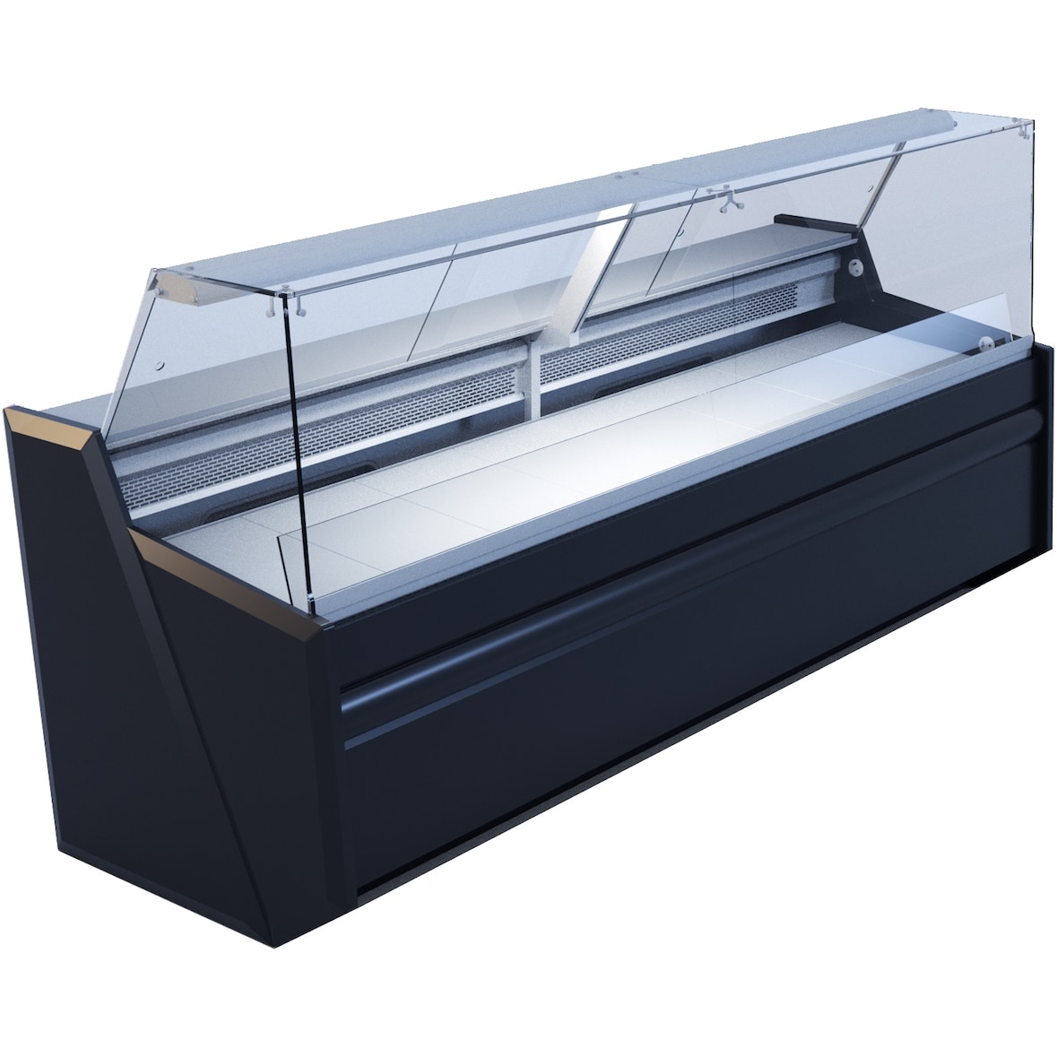 Kühltheke Deep mit gerader Frontverglasung  Dynamische Kühlung  330 Liter Volumen  2040x860x1220 mm