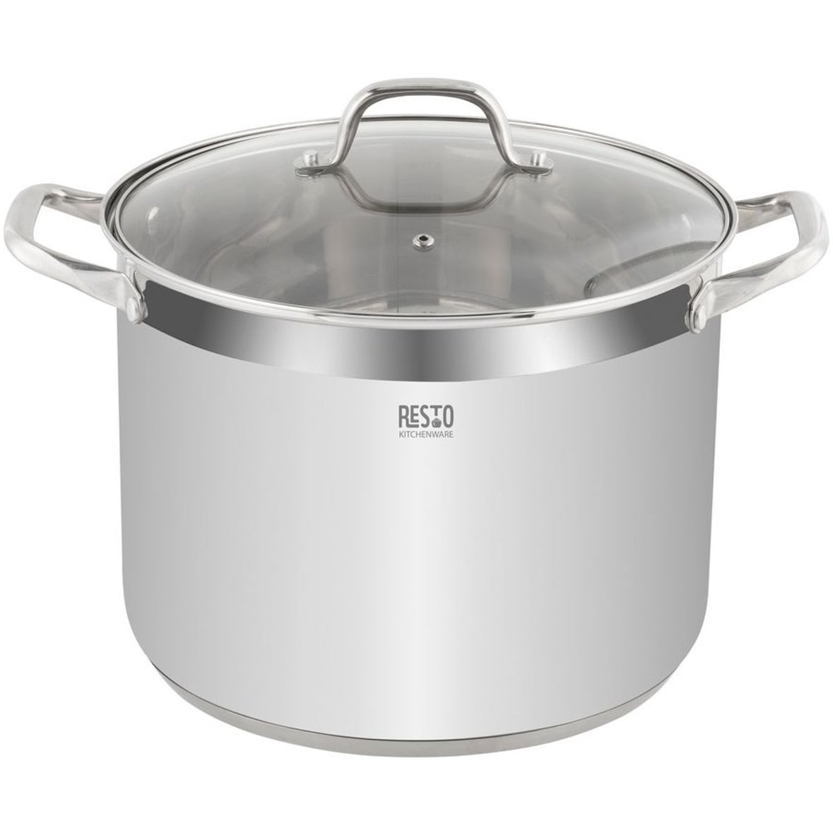 Resto Libra 92008 Stielkasserolle 13 l Ø 28 cm – Edelstahl 18/10 mit Glasdeckel – Induktionsgeeignet – Mit Messskala und Kapselboden