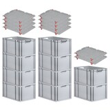 thumbnail of PROREGAL SparSet 10x Eurobox NextGen Economy mit Auflagedeckel & 4x Verschlüsse Rot, Griffe offen, HxBxT 32x40x60cm, 65L, Eurobehälter, Box