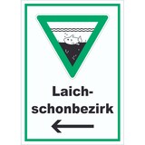 thumbnail of Laichschonbezirk Richtungspfeil links Schild A5 (148x210mm)
