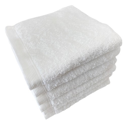 Lot de 6 serviettes de bain 50x100, 450g, fils 16/1, blanc, 100% coton