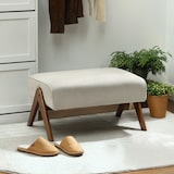 thumbnail of HOMCOM reposapiés de salón taburete bajo tapizado en pana otomana rectangular con asiento acolchado y patas de madera para sala de estar dormitorio