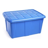 thumbnail of Caixa de arrumação de 60 litros em plástico azul com tampa e pega n.º 18
