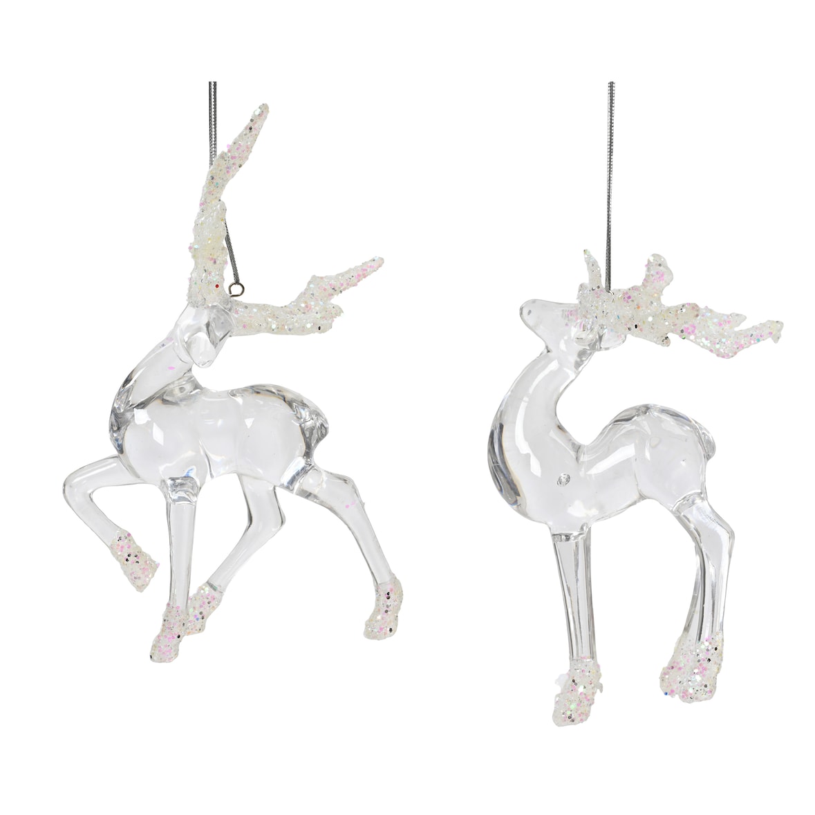 Christbaumschmuck Kunststoff 15cm Hirsch Figur 1 Stück sortiert Bruchfest Weihnachtsbaum Anhänger Weihnachten Weihnachtsbaumschmuck Klar Transparent