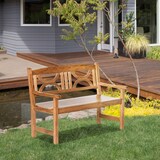 thumbnail of Outsunny Banco de Madera Maciza Exterior de 2 Plazas 123x61x89,5 cm Banco de Jardín con Respaldo Decorativo y Reposabrazos para Terraza Carga 250 kg