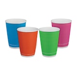 thumbnail of 125x Pappbecher Heißgetränkebecher doppelwandig Farbmix geriffelt 200ml (max 270ml)