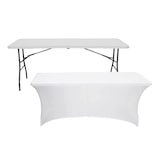 thumbnail of Set Mesa Plegable Rectangular con Funda para Catering 240x74cm Blanco  7house