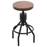 thumbnail of Juego de 2 taburetes de bar HWC-N17, taburete de bar, reposapiés giratorio regulable en altura metal industrial madera maciza ~ marrón