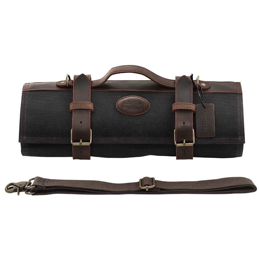 XinZuo - Messentas van canvas/leer - 43x15x15 cm - 900 gram - Zwart