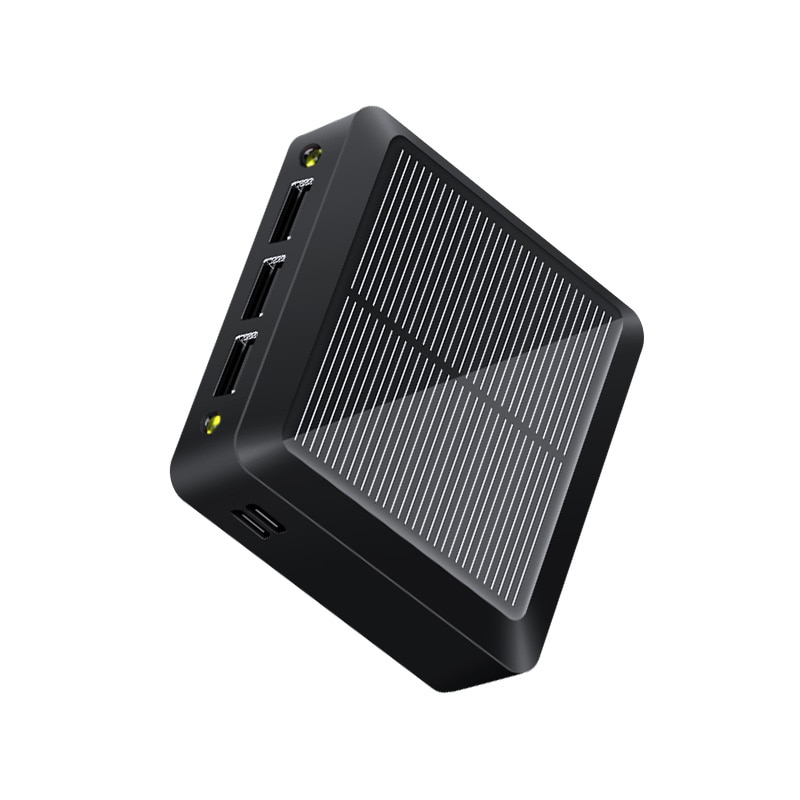 Batterie Externe Compacte Rechargeable Solaire & USB - Triple sortie USB - 10000mAh