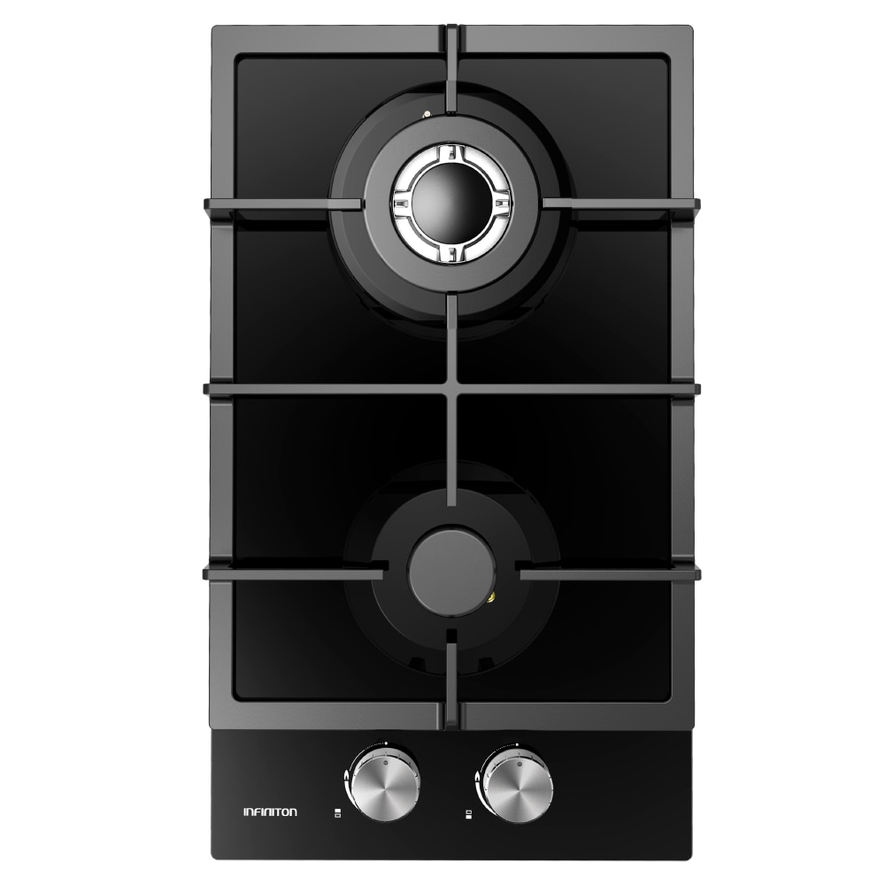 Placa de Gas Infiniton GAS-CR2B, Ancho 30 cm, 2 Zonas, Negro