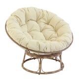 thumbnail of Fauteuil en acier et rotin synthétique avec coussin blanc