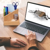 thumbnail of Relaxdays Stiftehalter Bambus, Schreibtisch Organizer, Büro, 3 Fächer, HxBxT: 10,5 x 16,5 x 16,5 cm, Stiftebox, natur