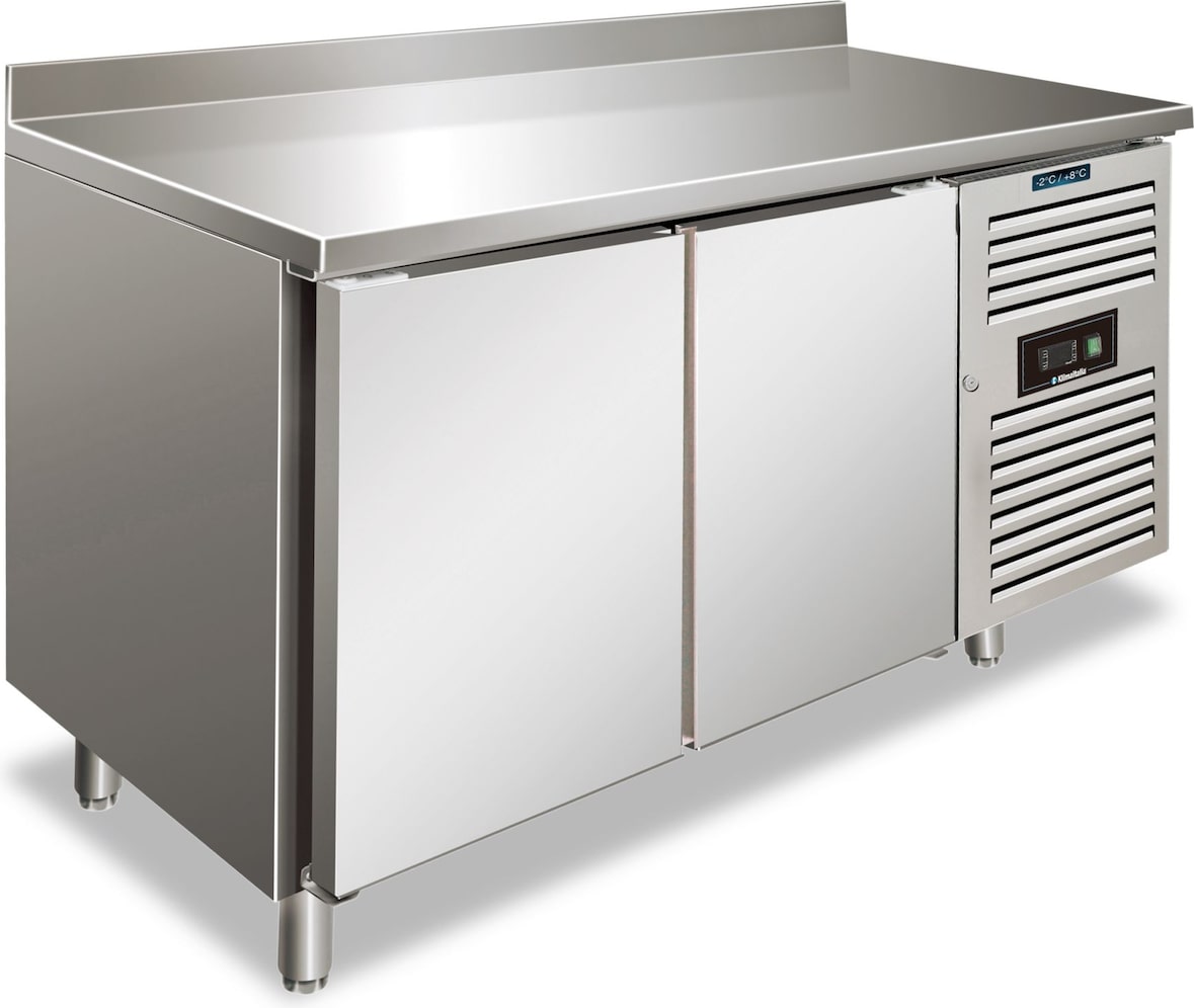 KLIMAITALIA Edelst.-Kühltisch 2 Türen, tropischer Klasse-B-Rückwand automatischem Abtauen, T° -2°C/+8°C, Dim. LxWxH: 136x60x96 cm SNACK2200TNF