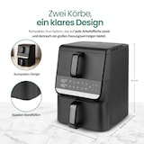 thumbnail of Emerio Dual-Zone Heißluftfritteuse 2500 W – 3,5 L + 6,5 L – Digital – Sync Finish – Cool Touch – Timer – AF-133542