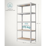 thumbnail of Helloshop26 - Robuust metalen stellingkast 180 x 90 x 40 cm 5 schappen totale draagcapaciteit 875 kg (175 kg/schap) verstelbare 12_0005580