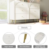 thumbnail of Merax Sideboard, Kommode mit 6 Schubladen, Weiß Sideboard Highboard, Creme-Weiß -H85/B120/T40 cm