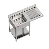 thumbnail of Gasfrit – Lavello sottobanco con 1 vasca e 1 sgocciolatoio,  industriale, in acciaio inox, 1200 x 600 x 850 mm.