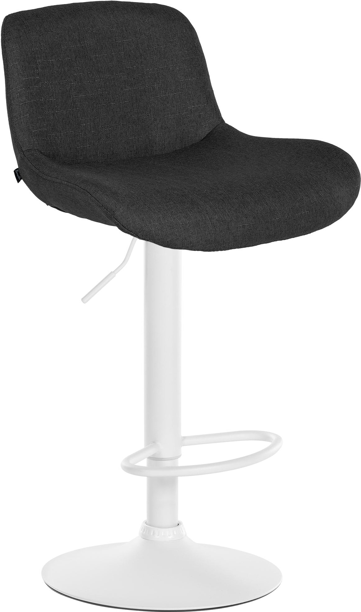 Barhocker PONOR - Samt Schwarz 50x50x85 cm Weiß | Barstuhl Höhenverstellbar Mit Lehne Drehbar Tresenhocker Tresenstuhl Kneipenhocker Kneipenstuhl