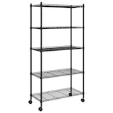 thumbnail of vidaXL Opbergrek 5-laags met wielen 250 kg 75x35x155 cm zwart