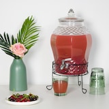thumbnail of Relaxdays Getränkespender mit Ständer, Limobehälter 8L, Edelstahl Zapfhahn & Deckel, Wasserspender, Glas, transparent
