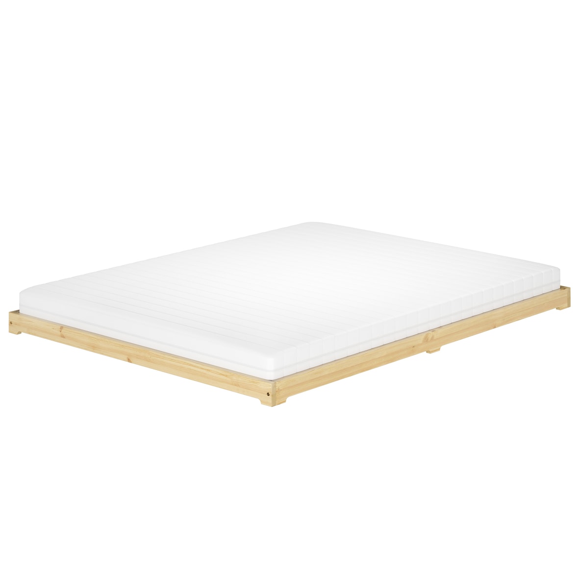 Futonbett Bodenbett extra niedriges Holzbett 160x200 Kiefer lackiert V-60.47K-16 Rollrost und Matratze inkl.