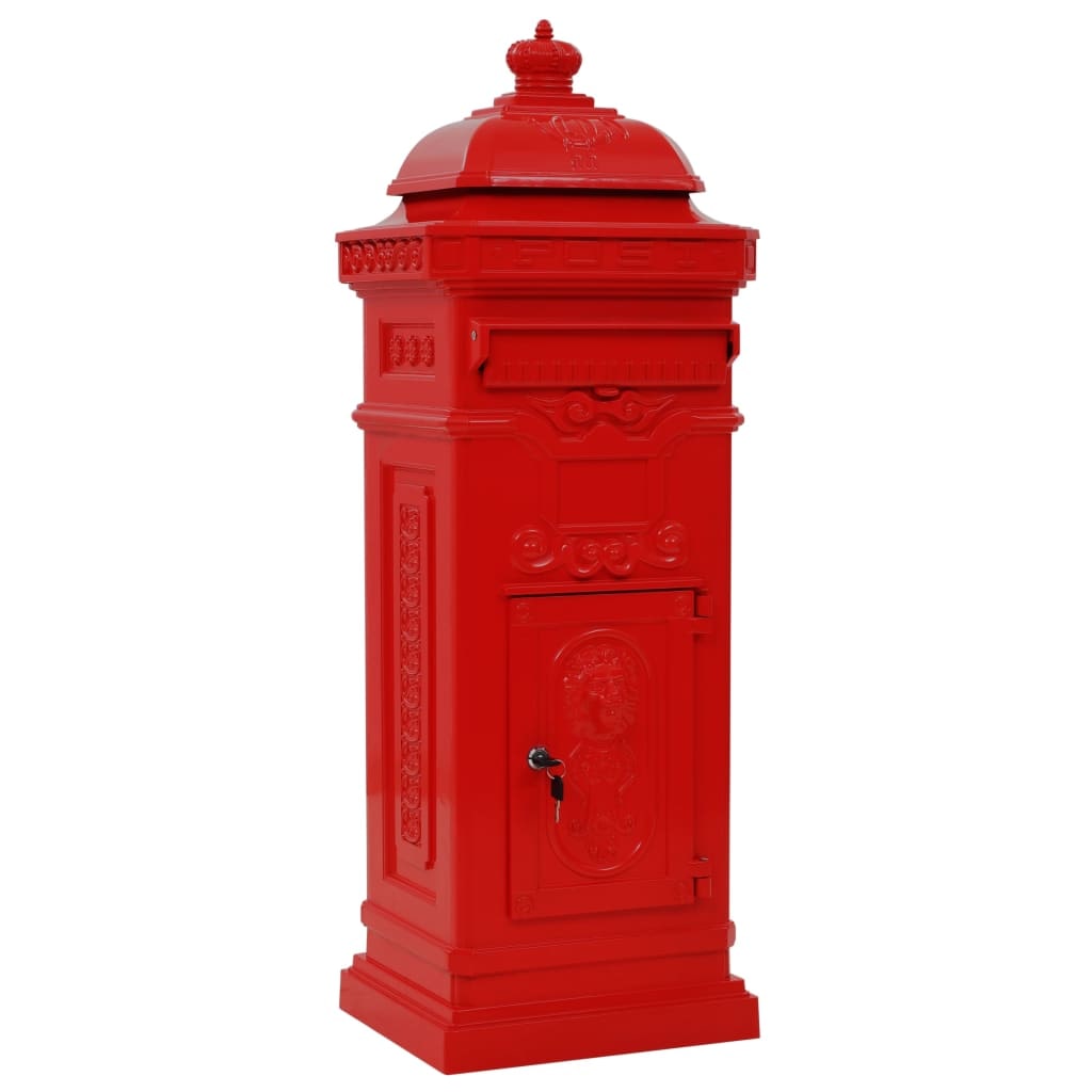 Helloshop26 - Buzón vintage de aluminio inoxidable color rojo 02_0041556