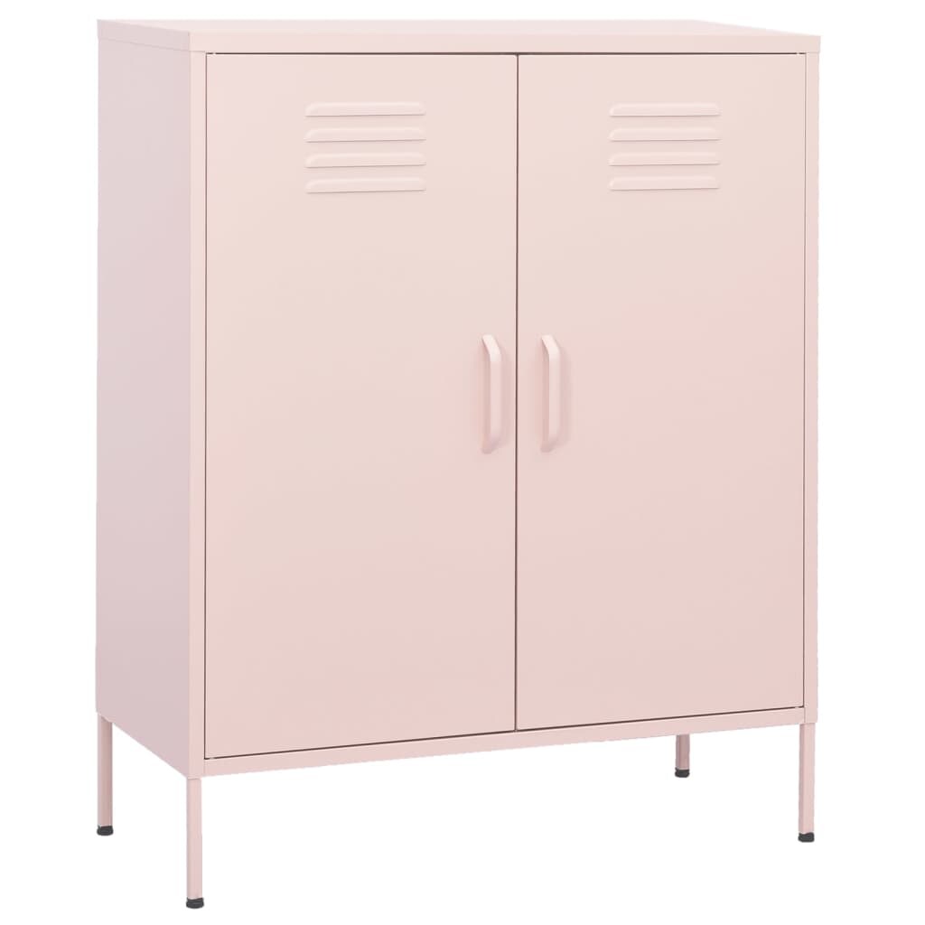 Sideboard KEVI Metall Rosa 80x35x101,5 cm Stahl | Flurschrank Metallschrank Lagerschrank Beistellschrank Wohnzimmer