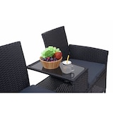 thumbnail of Poly-rattan bank met tafel HWC-E24, tuinbank zitgroep tuinbank, 132cm ~ zwart, donkergrijze kussens