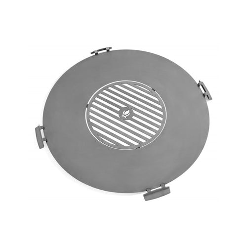 Rostfreie Grillplatte für Feuerschale 78 cm mit vier Griffen + Rost 36 cm