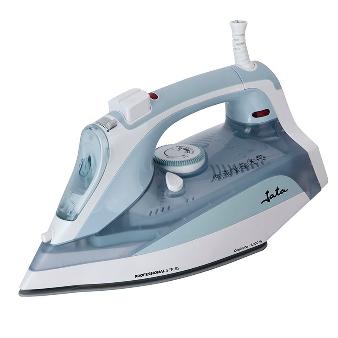 Plancha de vapor JATA PL1058C con suela cerámica. 3000 W. Golpe de vapor 220 g. Antigoteo., autolimpieza y antical. Depósito 400 ml. Vapor vertical