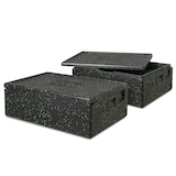 thumbnail of 2 Thermoboxen Gr. 1 mit Deckel, LxBxH 685x485x220 mm, 42 Liter, anthrazit/grün