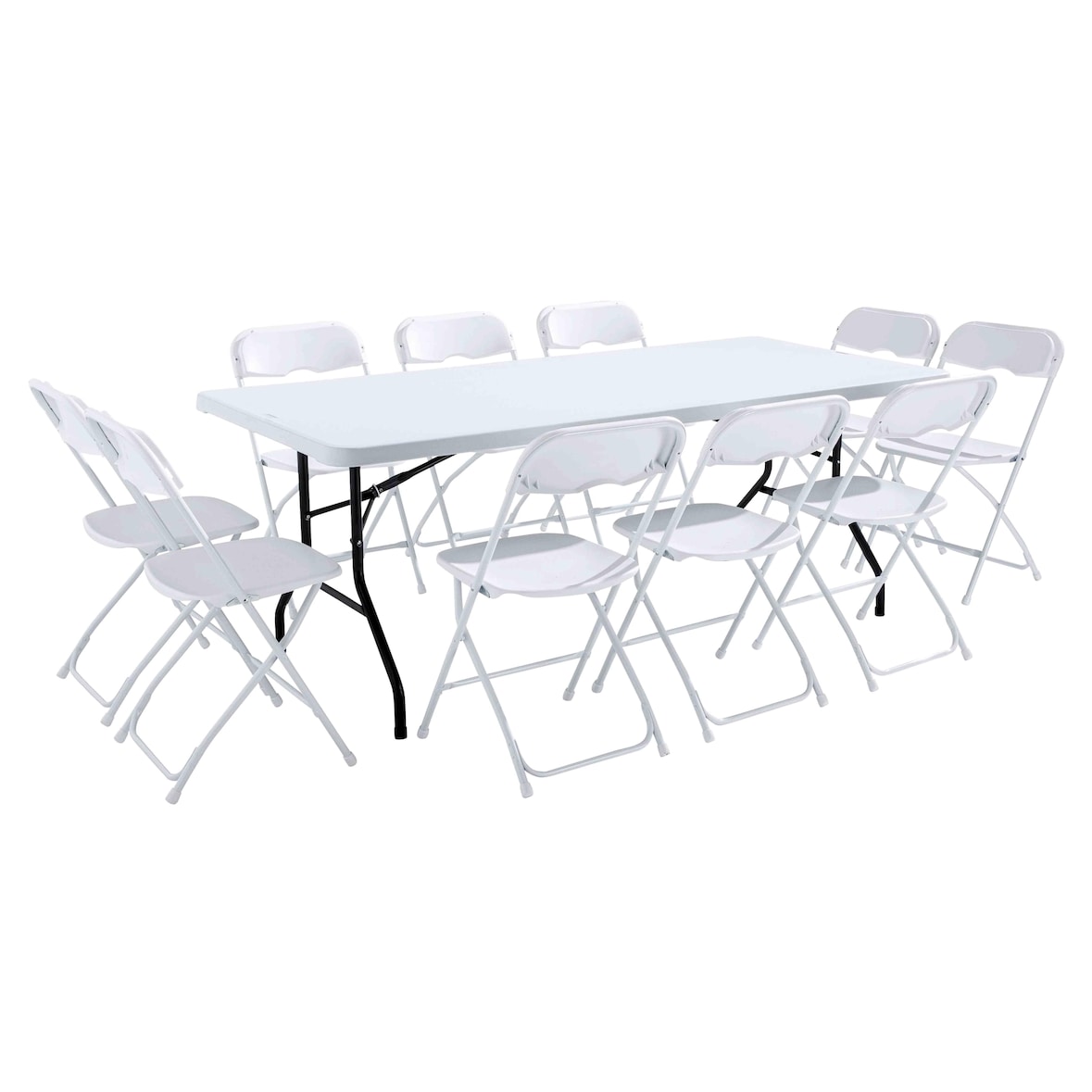 Mesa de una pieza y sillas plegables de 10 plazas 200cm HDPE - Oviala