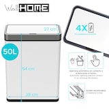 thumbnail of WellHome - Cubo de Basura de 50L color Blanco en Acero inoxidable con Sensor automático y Filtro antiolor 39x27x54cm