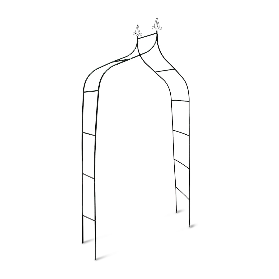 Relaxdays Rosenbogen Metall, wetterfest, romantischer Rankenbogen, Deko-Spitzen, HxBxT 255 x 140 x 38 cm, dunkelgrün