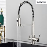 thumbnail of Bernd | Estera filtrante cepillada plateada para gastronomía de 3 vías Grifo ósmosis de acero inoxidable con resorte para cocina giratorio 360°