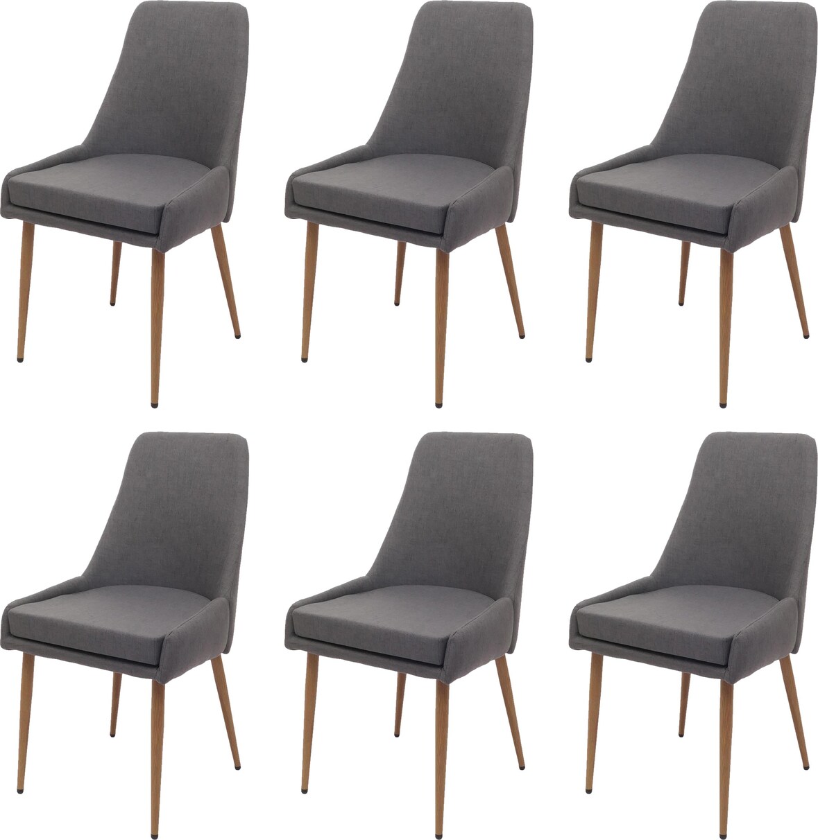 6er-Set Esszimmerstuhl HWC-O27, Küchenstuhl Polsterstuhl Stuhl, Stoff/Textil (280g/m²) Metall ~ dunkelgrau