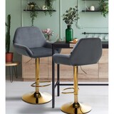 thumbnail of Sgabello da bar Braga in velluto oro grigio scuro