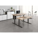 thumbnail of bümö Stehtisch Büro, Bistrotisch eckig 80 x 80 cm - Bartisch Nussbaum, Stehtisch Holz-Platte, Säule aus Metall in silber, Buffettisch, Säulentisch,