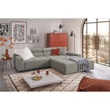 thumbnail of KAWOLA Sofa RENO Ecksofa Feincord grau mit motorischem Sitzvorzug Longchair rechts