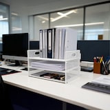 thumbnail of Relaxdays Dokumentenablage, Metall, 3 Fächer, Büro, Home Office, HxBxT: 20,5x32,5x23,5 cm, Schreibtisch Organizer, weiß